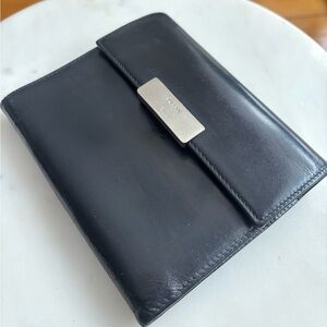 Prada Black Leather wallet with Silver logo bar - great condition